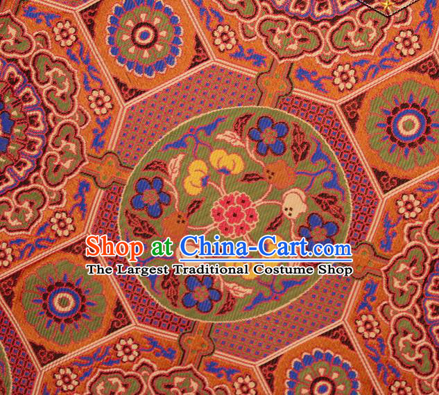Asian Chinese Traditional Pattern Purplish Red Brocade Buddhism Tibetan Robe Satin Fabric Chinese Silk Material