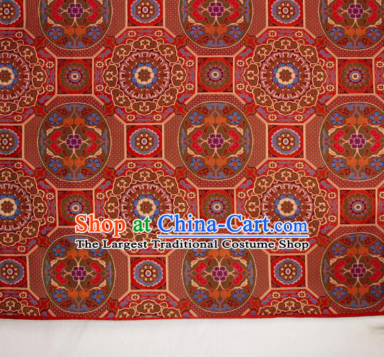Asian Chinese Traditional Pattern Dark Red Brocade Buddhism Tibetan Robe Satin Fabric Chinese Silk Material