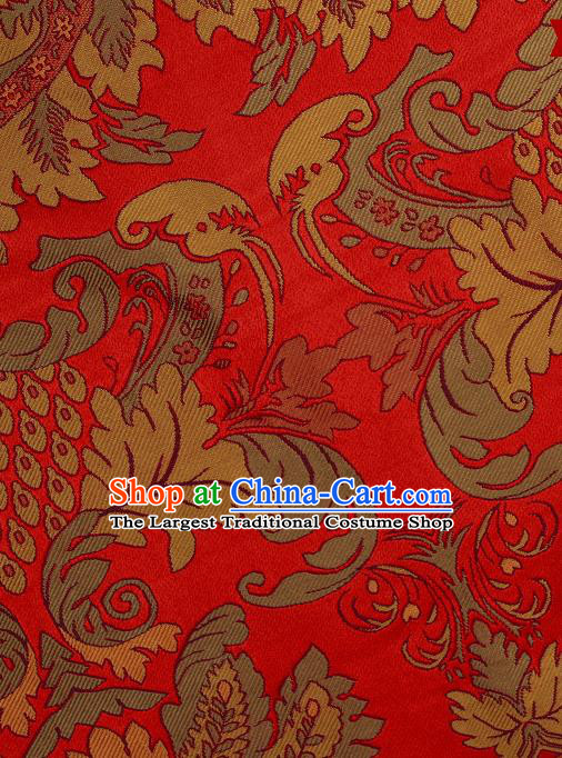 Asian Chinese Traditional Buddhism Flamboyant Pattern Red Brocade Tibetan Robe Satin Fabric Silk Material