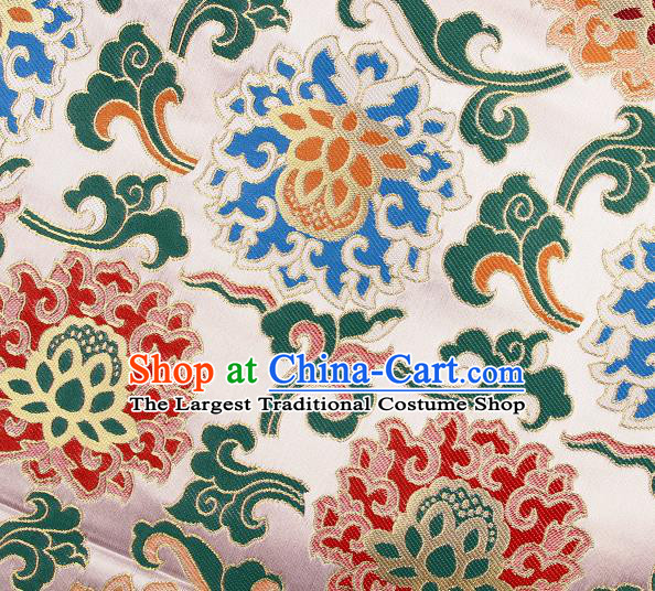 Asian Chinese Traditional Buddhism Lotus Pattern Light Pink Brocade Tibetan Robe Satin Fabric Silk Material