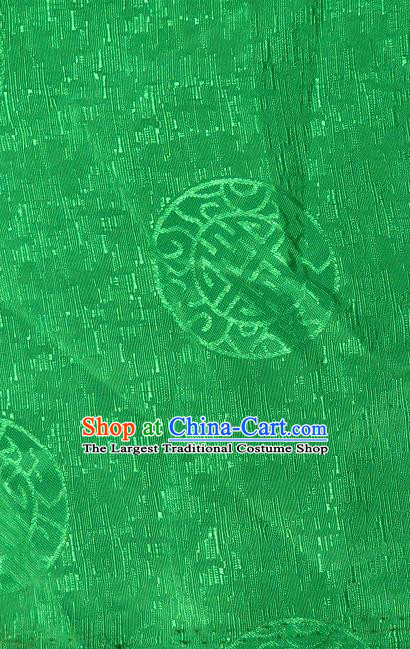 Asian Chinese Traditional Round Pattern Green Brocade Tibetan Robe Satin Fabric Silk Material