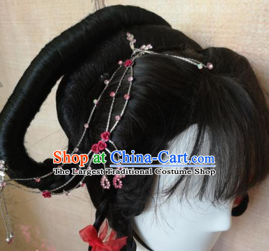 Chinese Traditional Cosplay Beijing Opera Wigs Ancient Nobility Lady Wig Sheath Hair Accessories for Women