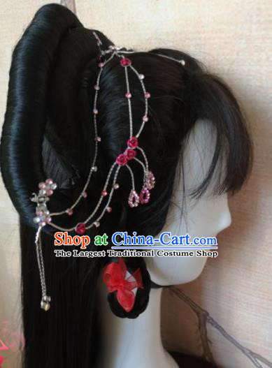 Chinese Traditional Cosplay Palace Princess Wigs Ancient Nobility Lady Wig Sheath Hair Accessories for Women