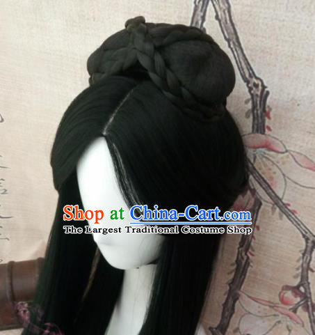 Chinese Traditional Cosplay Han Dynasty Imperial Consort Wigs Ancient Court Lady Wig Sheath Hair Accessories for Women