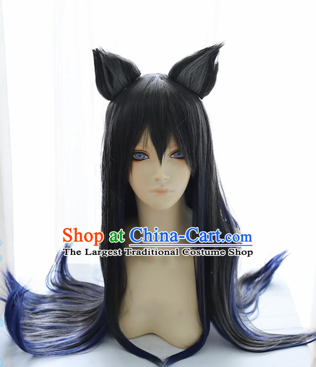 Chinese Traditional Cosplay Wigs Halloween Swordsman Hair Accessories for Men