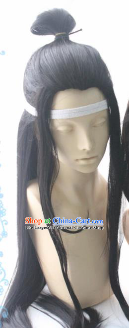 Chinese Traditional Cosplay Taoist Priest Wigs Ancient Swordsman Wig Sheath Hair Accessories for Men