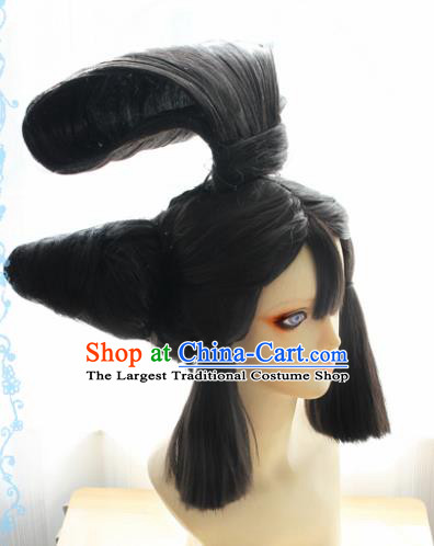 Japanese Traditional Cosplay Geisha Wigs Sheath Ancient Courtesan Wig Hair Accessories for Women