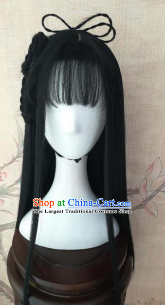 Chinese Traditional Cosplay Servant Girl Xue Yan Wigs Ancient Maidservants Wig Sheath Hair Accessories for Women