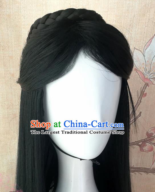 Chinese Traditional Cosplay Goddess Swordsman Wigs Ancient Palace Princess Wig Sheath Hair Accessories for Women