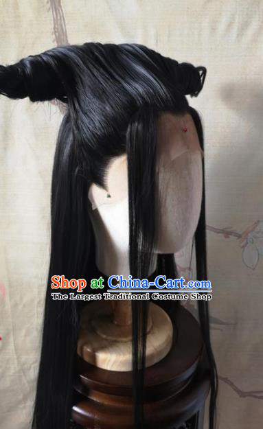 Chinese Traditional Cosplay Fairy Nie Xiaoqian Black Wigs Ancient Female Swordsman Wig Sheath Hair Accessories for Women