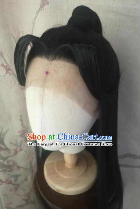 Chinese Traditional Cosplay Swordswoman Wan Ning Wigs Ancient Nobility Lady Wig Sheath Hair Accessories for Women