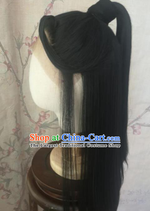 Chinese Traditional Cosplay Swordswoman Wan Ning Wigs Ancient Nobility Lady Wig Sheath Hair Accessories for Women
