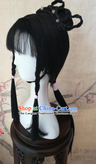 Chinese Traditional Cosplay The Legend of the Condor Heroes Mu Nianci Wigs Ancient  Maidservant Wig Sheath Hair Accessories for Women