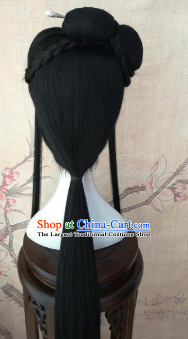 Chinese Traditional Cosplay Fairy Hu Meiniang Wigs Ancient Swordswoman Wig Sheath Hair Accessories for Women