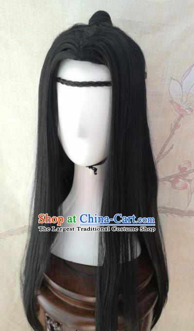Traditional Chinese Cosplay Nobility Childe Swordsman Wigs Ancient Prince Wig Sheath Hair Accessories for Men