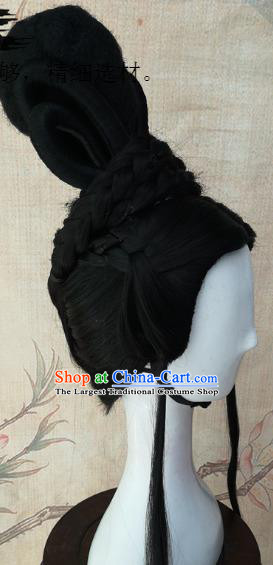 Chinese Traditional Cosplay Swordswoman Wigs Ancient Court Princess Wig Sheath Hair Accessories for Women