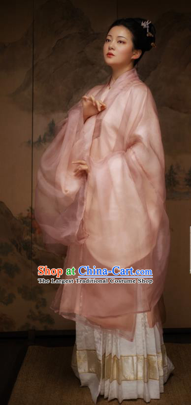 Traditional Chinese Ming Dynasty Court Queen Pink Hanfu Dress Ancient Imperial Empress Replica Costumes for Women