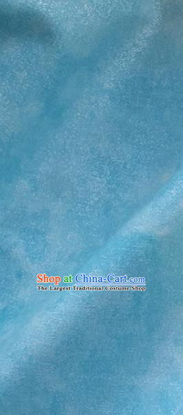 Traditional Chinese Cheongsam Blue Brocade Fabric Ancient Hanfu Silk Cloth