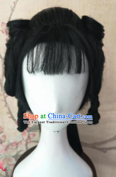 Chinese Traditional Cosplay Dragon Oath Kang Min Wigs Ancient Female Swordsman Wig Sheath Hair Accessories for Women