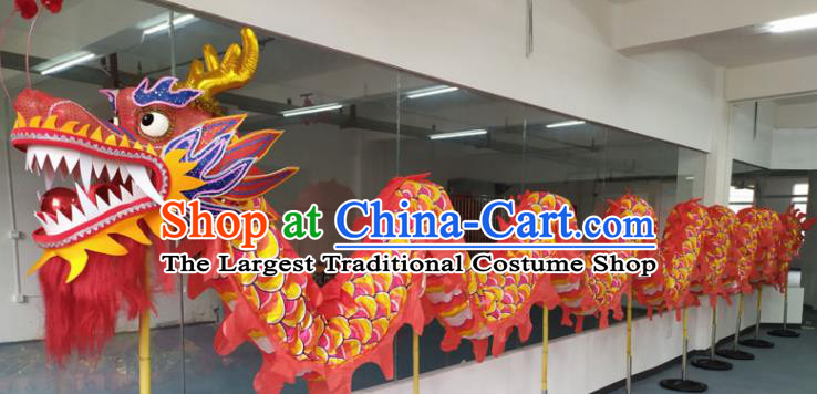 Chinese Lantern Festival Dragon Dance Competition Red Dragon Head Traditional Dragon Dance Prop Complete Set for Adult