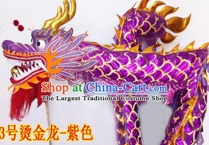 Chinese New Year Dragon Dance Competition Purple Dragon Head Traditional Dragon Dance Prop Complete Set for Adult