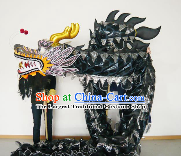 Chinese New Year Dragon Dance Competition Black Dragon Head Traditional Dragon Dance Prop Complete Set for Adult