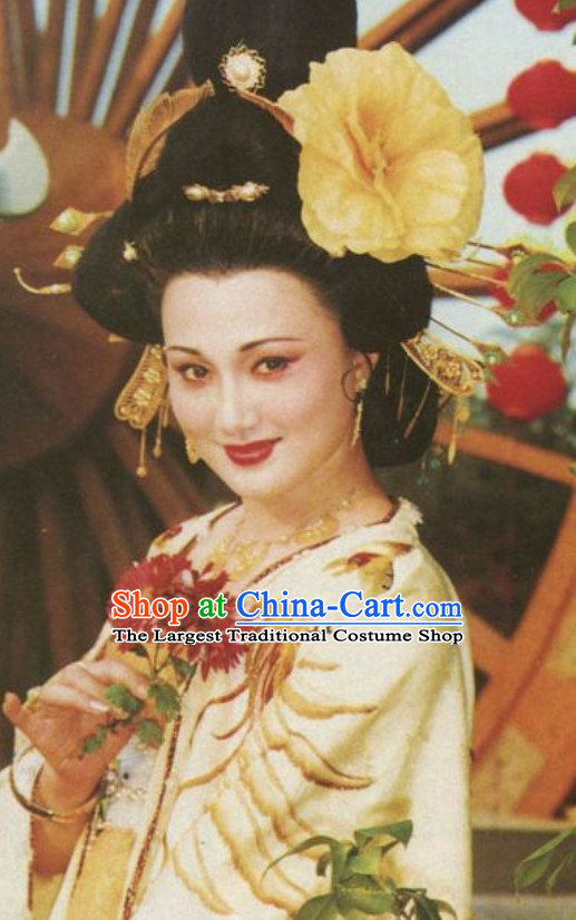 Chinese Classical Ancient Female Tang Dynasty Empress Wig and Hair Jewelry Set