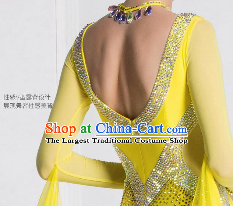 Top Grade International Waltz Dance Yellow Dress Ballroom Dance Modern Dance Costume for Women