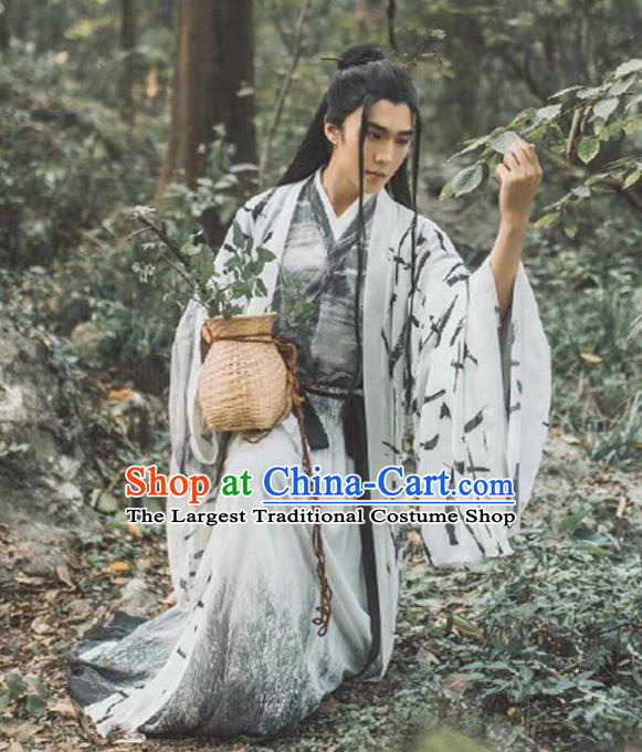 Traditional Chinese Jin Dynasty Nobility Childe Replica Costumes Ancient Prince Swordsman Hanfu Clothing for Men