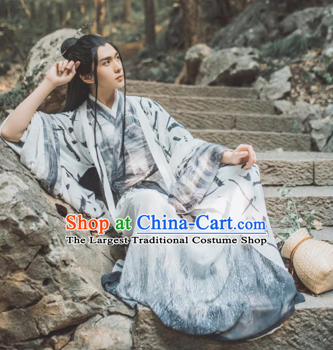 Traditional Chinese Jin Dynasty Nobility Childe Replica Costumes Ancient Prince Swordsman Hanfu Clothing for Men