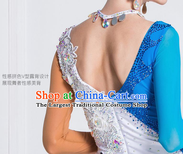 Top Grade Latin Dance Competition White Dress Modern Dance International Ballroom Dance Costume for Women