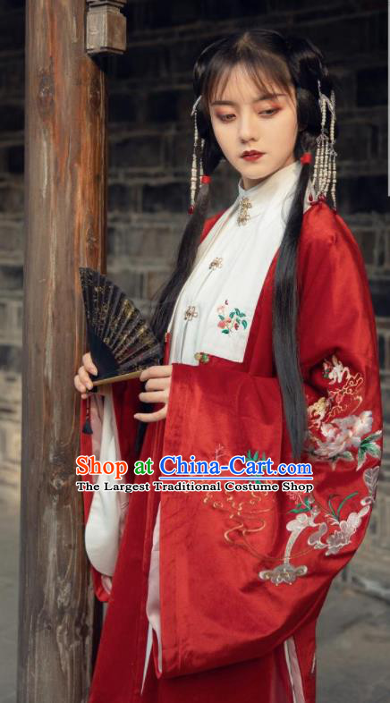 Traditional Chinese Ming Dynasty Princess Red Dress Ancient Hanfu Royal Female Replica Costumes for Women