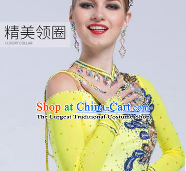 Top Latin Dance Competition Yellow Tassel Dress Modern Dance International Rumba Dance Costume for Women