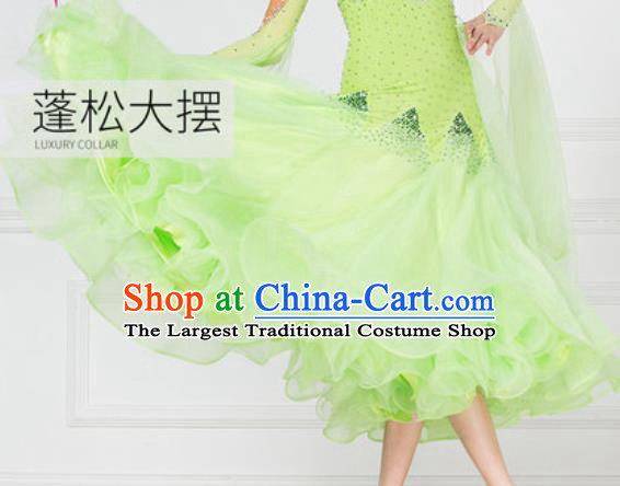 Professional Ballroom Dance Waltz Light Green Dress International Modern Dance Competition Costume for Women