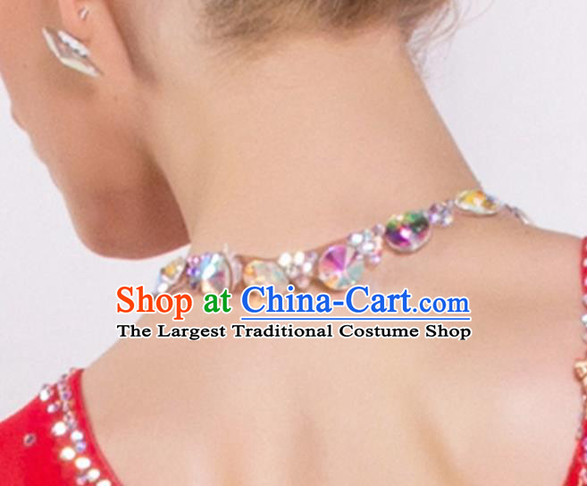 Handmade Latin Dance Competition Necklace International Rumba Dance Crystal Accessories for Women