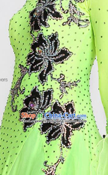 Professional Waltz Competition Modern Dance Green Bubble Dress Ballroom Dance International Dance Costume for Women