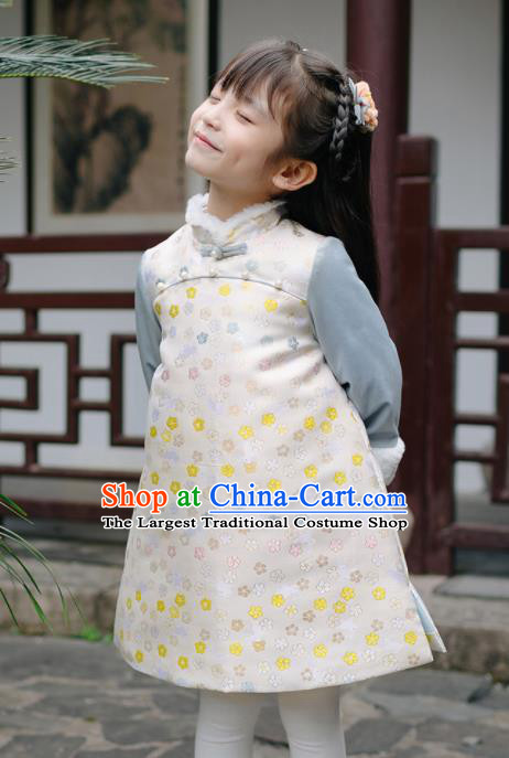 Chinese National Girls Cheongsam Costume Traditional New Year Qipao Dress for Kids