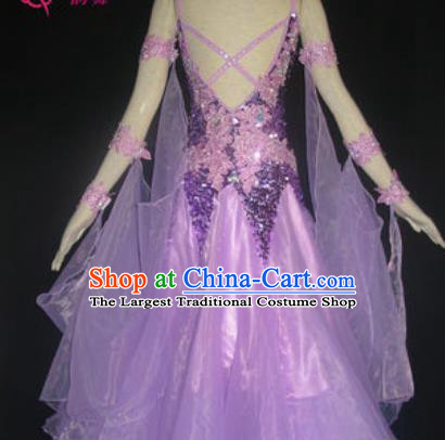 Professional Waltz Dance Lilac Dress Modern Dance Ballroom Dance International Dance Costume for Women