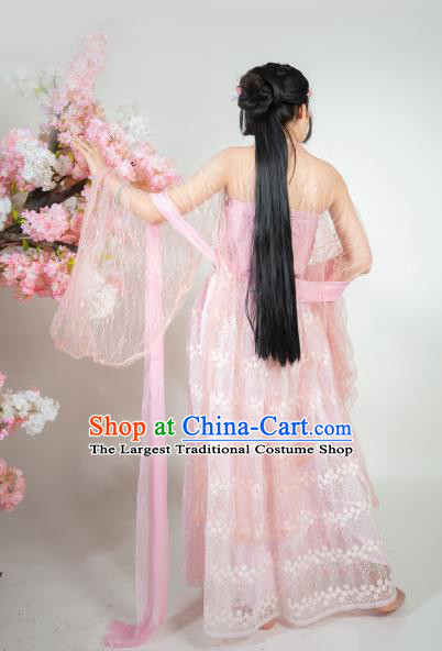 Ancient Chinese Ming Dynasty Princess Pink Hanfu Dress Nobility Lady Historical Costumes for Women