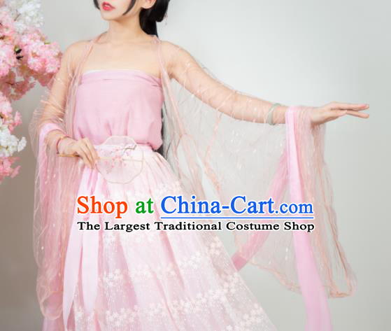 Ancient Chinese Ming Dynasty Princess Pink Hanfu Dress Nobility Lady Historical Costumes for Women