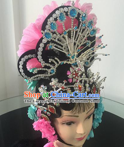 Chinese Beijing Opera Diva Headgear Traditional Peking Opera Princess Wig Sheath and Hair Accessories for Women