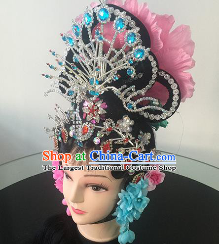 Chinese Beijing Opera Diva Headgear Traditional Peking Opera Princess Wig Sheath and Hair Accessories for Women