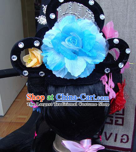 Chinese Beijing Opera Princess Phoenix Headgear Traditional Peking Opera Wig Sheath and Hair Accessories for Women