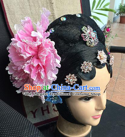 Chinese Beijing Opera Diva Imperial Concubine Headgear Traditional Peking Opera Wig Sheath and Hair Accessories for Women