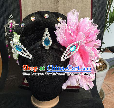 Chinese Beijing Opera Diva Imperial Concubine Headgear Traditional Peking Opera Wig Sheath and Hair Accessories for Women