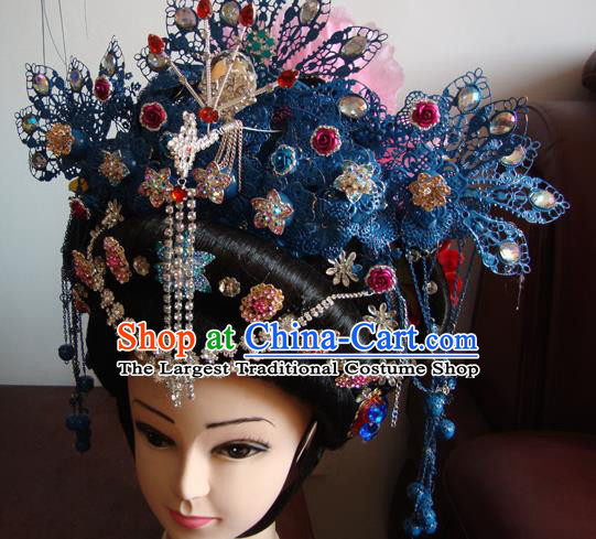 Chinese Beijing Opera Imperial Consort Phoenix Headgear Traditional Peking Opera Wig Sheath and Hair Accessories for Women