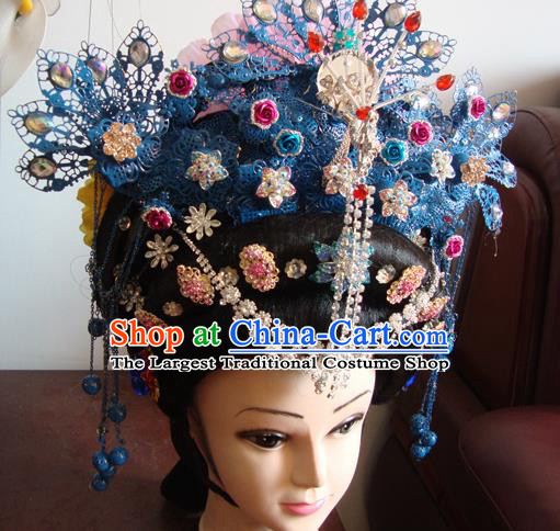 Chinese Beijing Opera Imperial Consort Phoenix Headgear Traditional Peking Opera Wig Sheath and Hair Accessories for Women