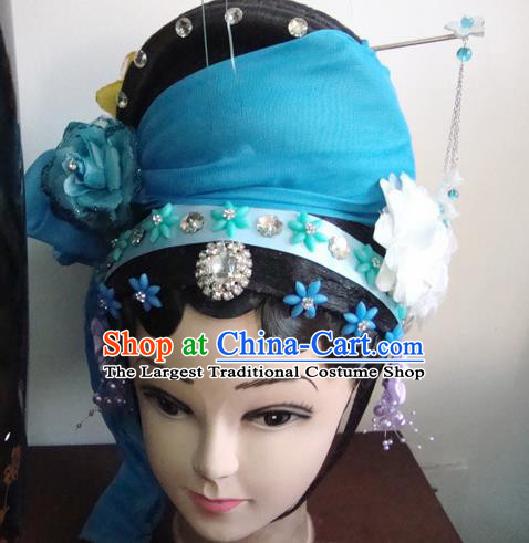 Chinese Beijing Opera Civilian Headgear Traditional Peking Opera Wig Sheath and Hair Accessories for Women