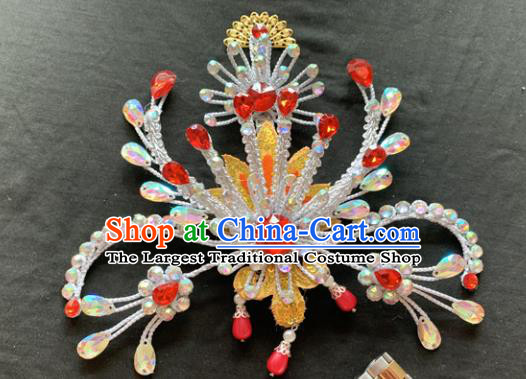 Chinese Beijing Opera Diva Phoenix Hairpins Headgear Traditional Peking Opera Queen Hair Accessories for Women