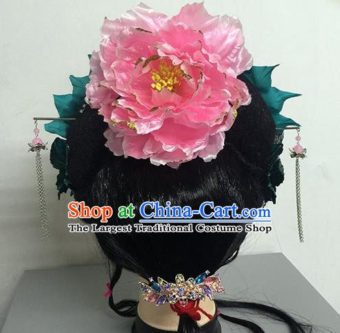 Chinese Beijing Opera Goddess Princess Headgear Traditional Peking Opera Wig Sheath and Hair Accessories for Women